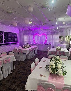 We have many table decorations for your special day, also any colour scheme.